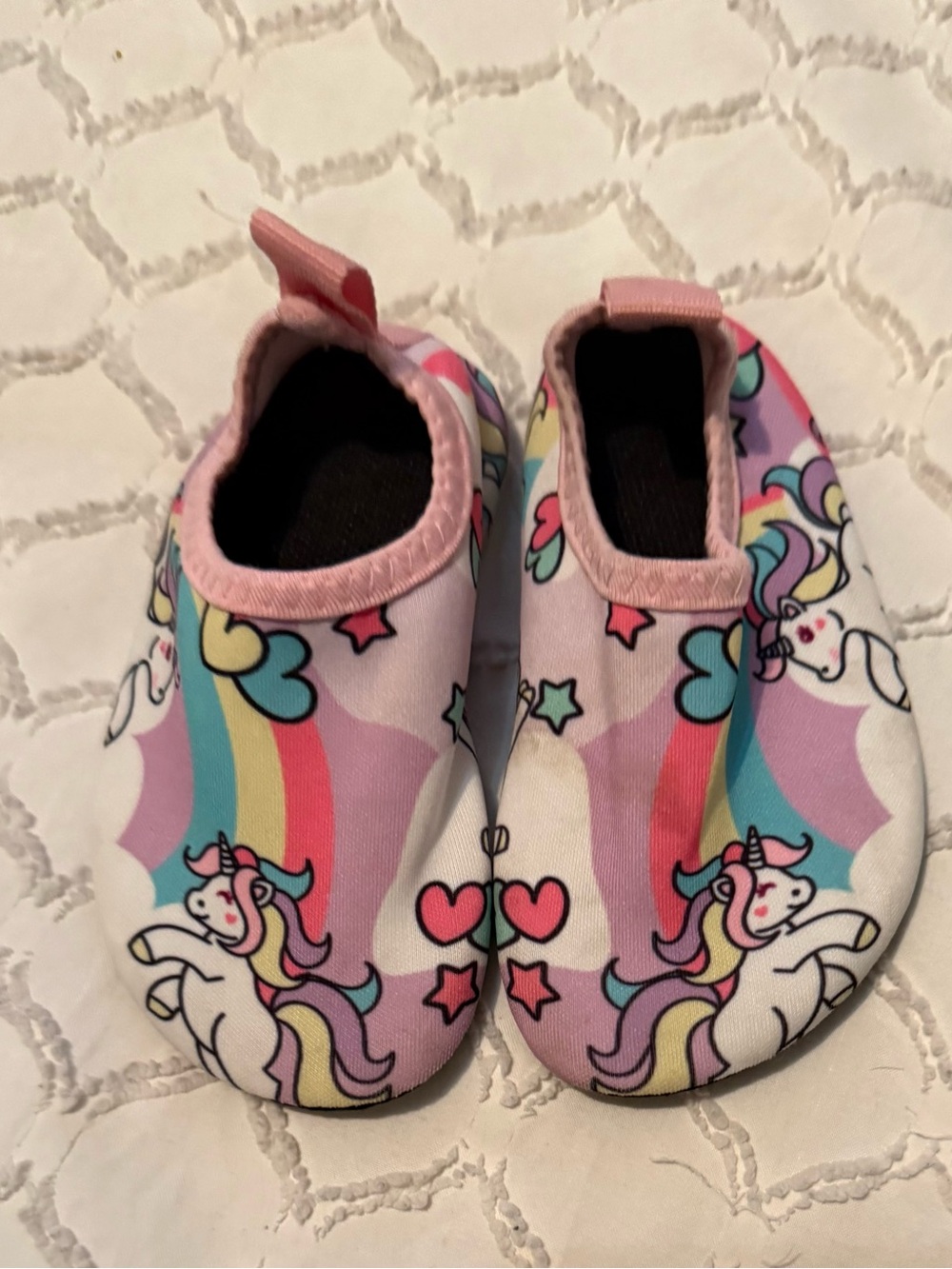 Kids Unicorn Water Shoes - Pink Rainbow Slip-Ons size 5